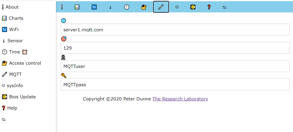 ESP 32 MQTT page screenshot