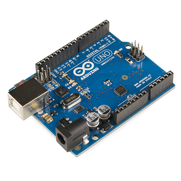 Arduino Uno R3 top view (ATmega328P based board)